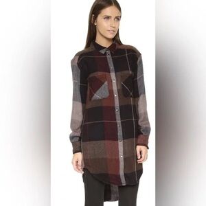 Free People Sz M Street Talk Plaid Button Front Relaxed Shacket Jacket